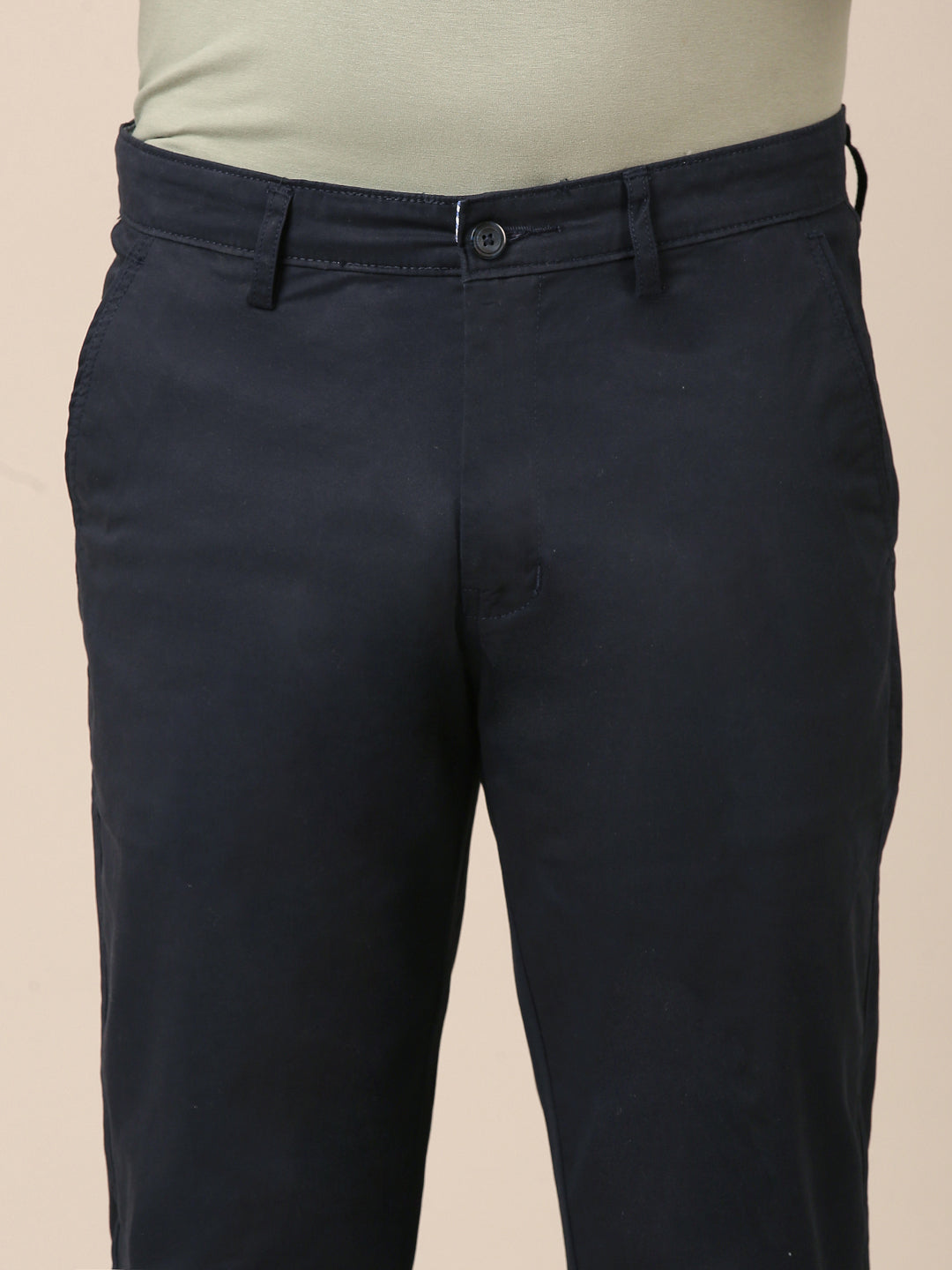 Cotton Slim Fit Pant: Navy Blue