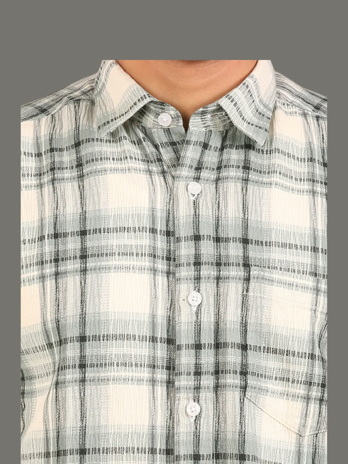 Cotton Dobby Shirt: Blue & Grey
