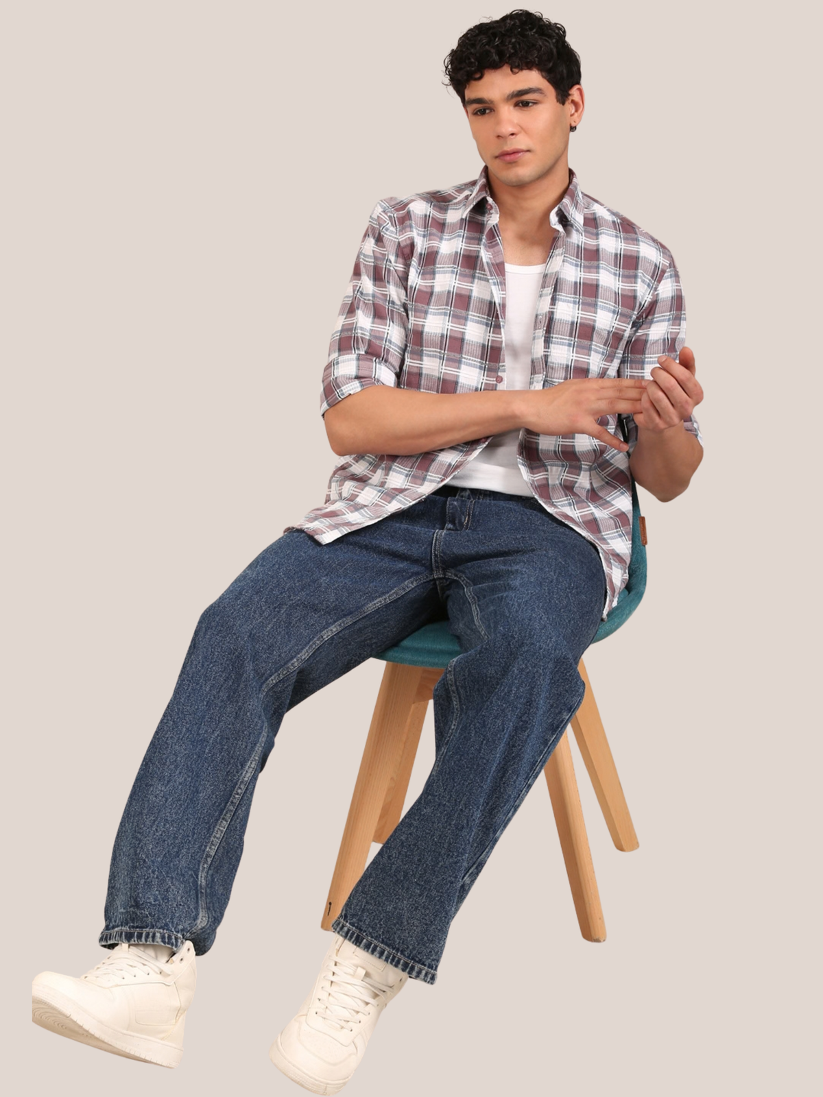 Cotton Dobby Shirt: Mauve Brown
