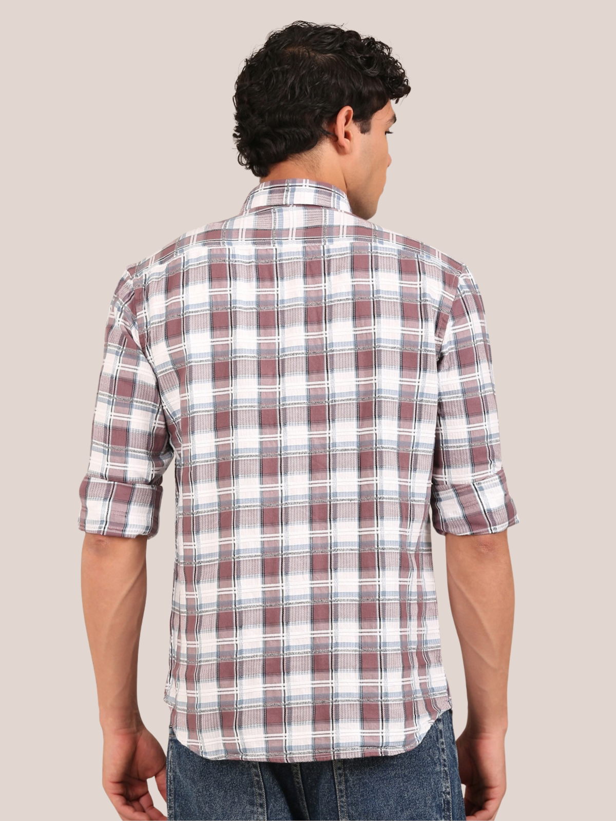 Cotton Dobby Shirt: Mauve Brown