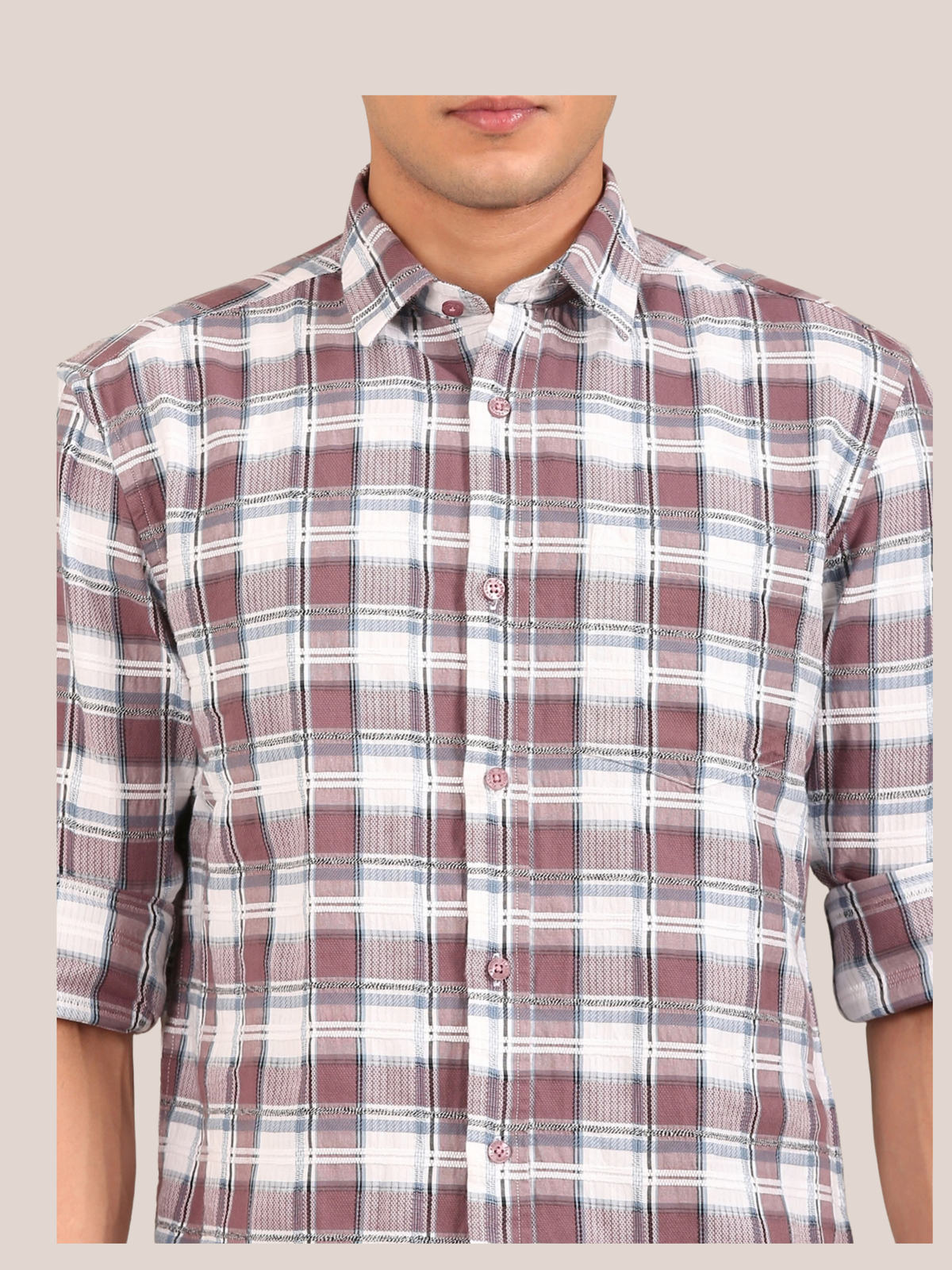 Cotton Dobby Shirt: Mauve Brown