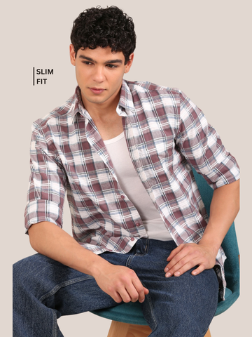 Cotton Dobby Shirt: Mauve Brown