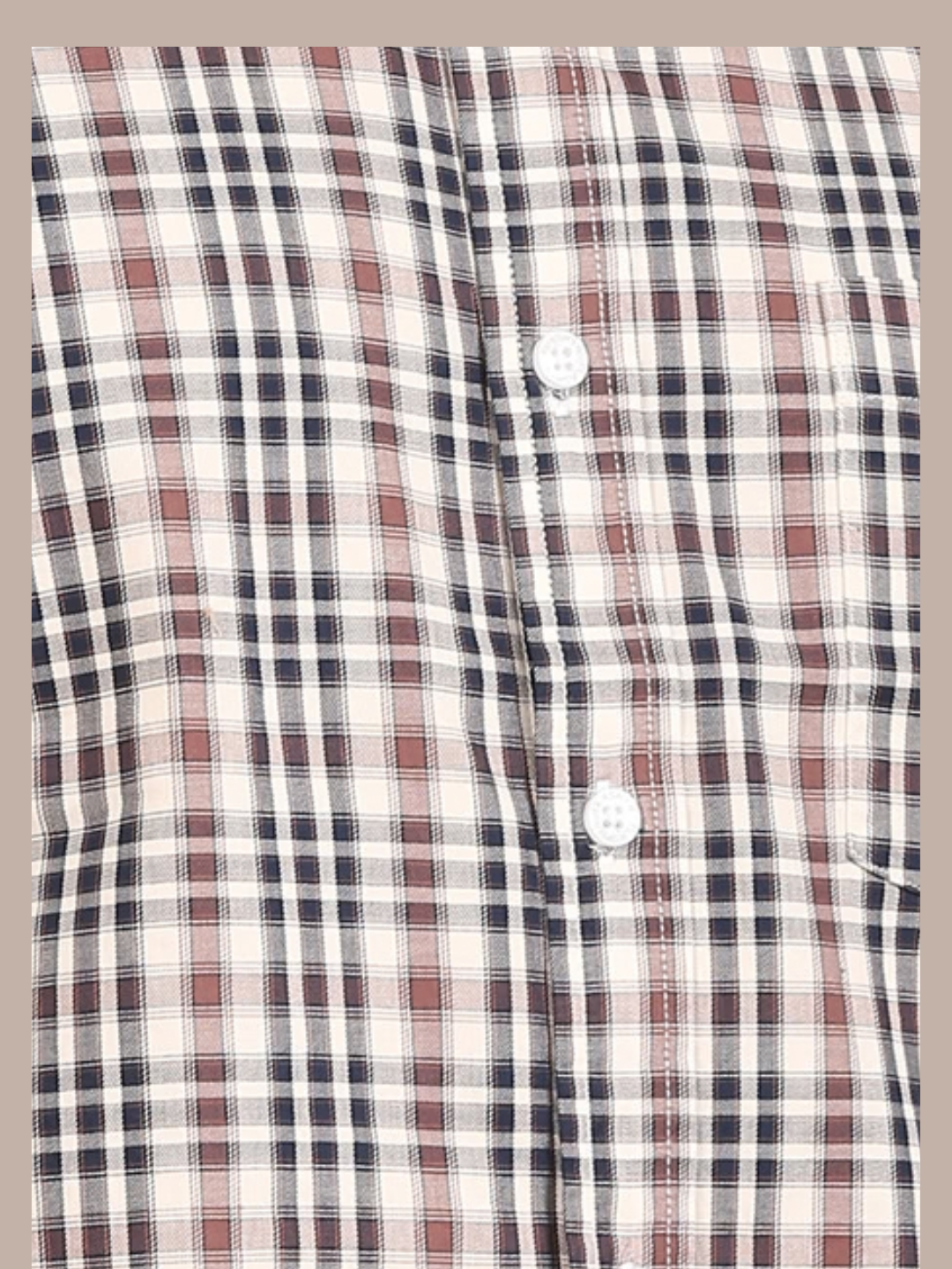 Cotton Giza Twill Checks Shirt: Navy & Brown