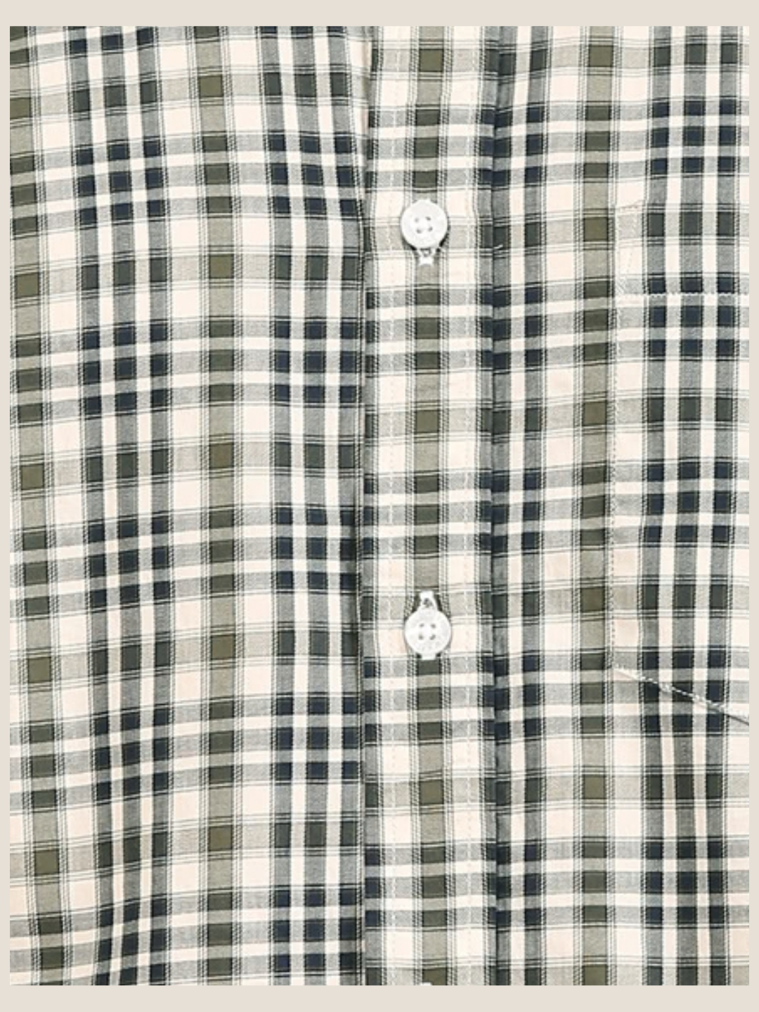 Cotton Giza Twill Checks Shirt: Olive & Navy