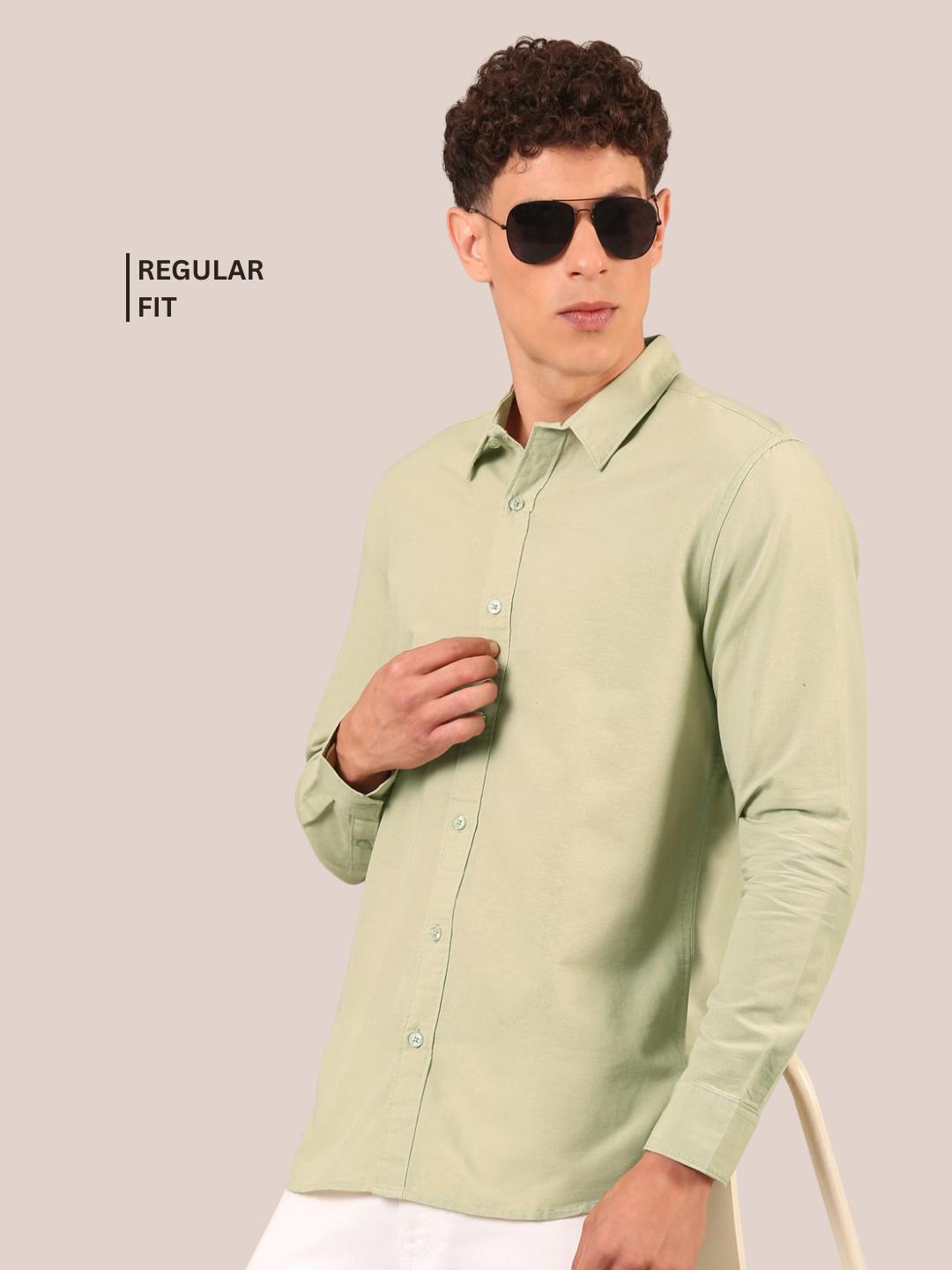 Cotton Jute Shirt: Sage Green