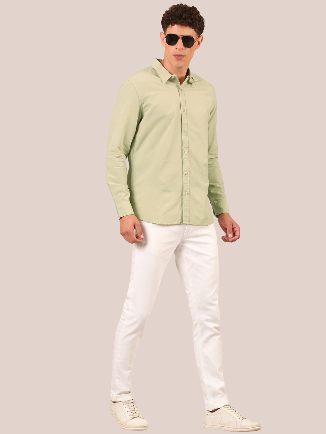 Cotton Jute Shirt: Sage Green