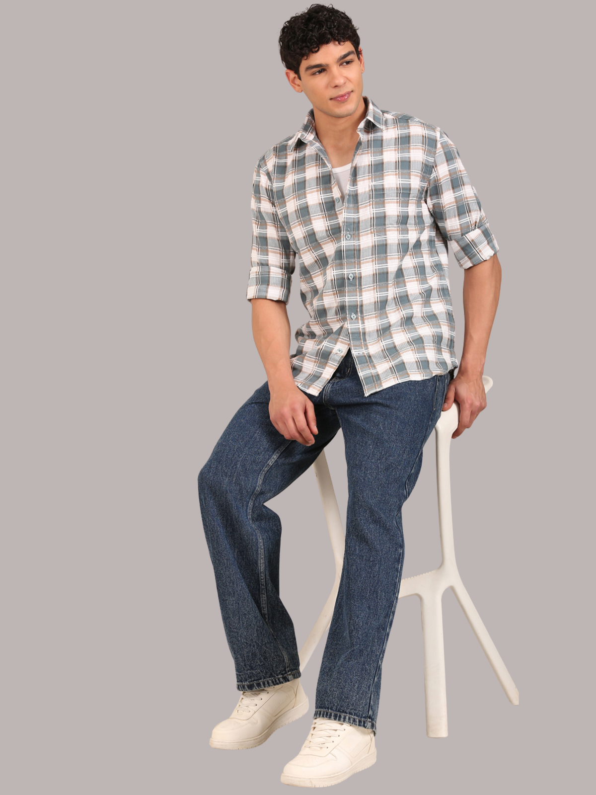Cotton Dobby Shirt: Teal Blue