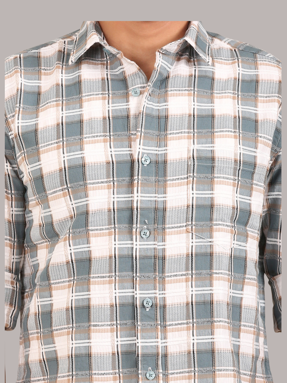 Cotton Dobby Shirt: Teal Blue