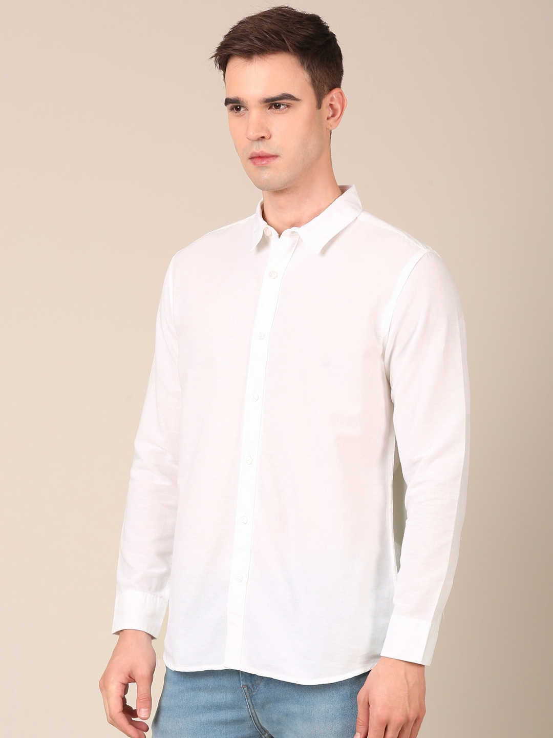 Cotton Jute Shirt: White