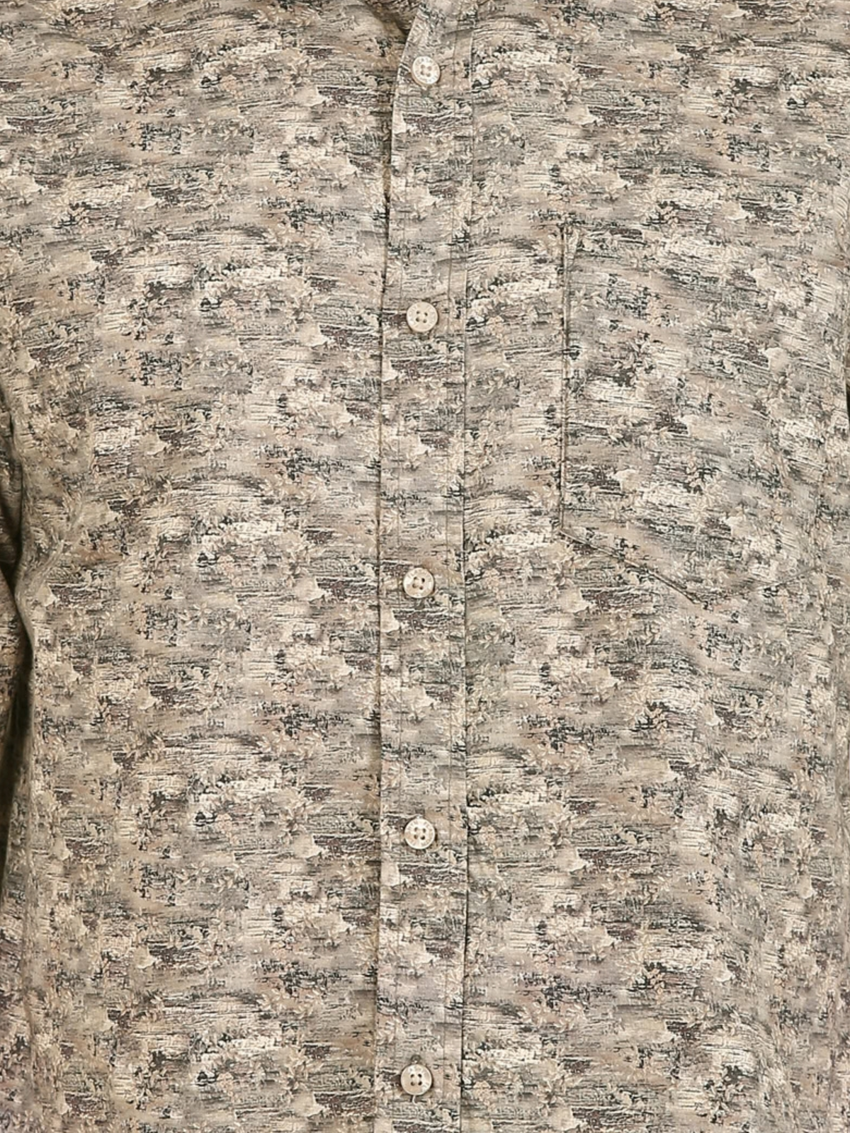 Cotton Satin Abstract Print Shirt: Beige