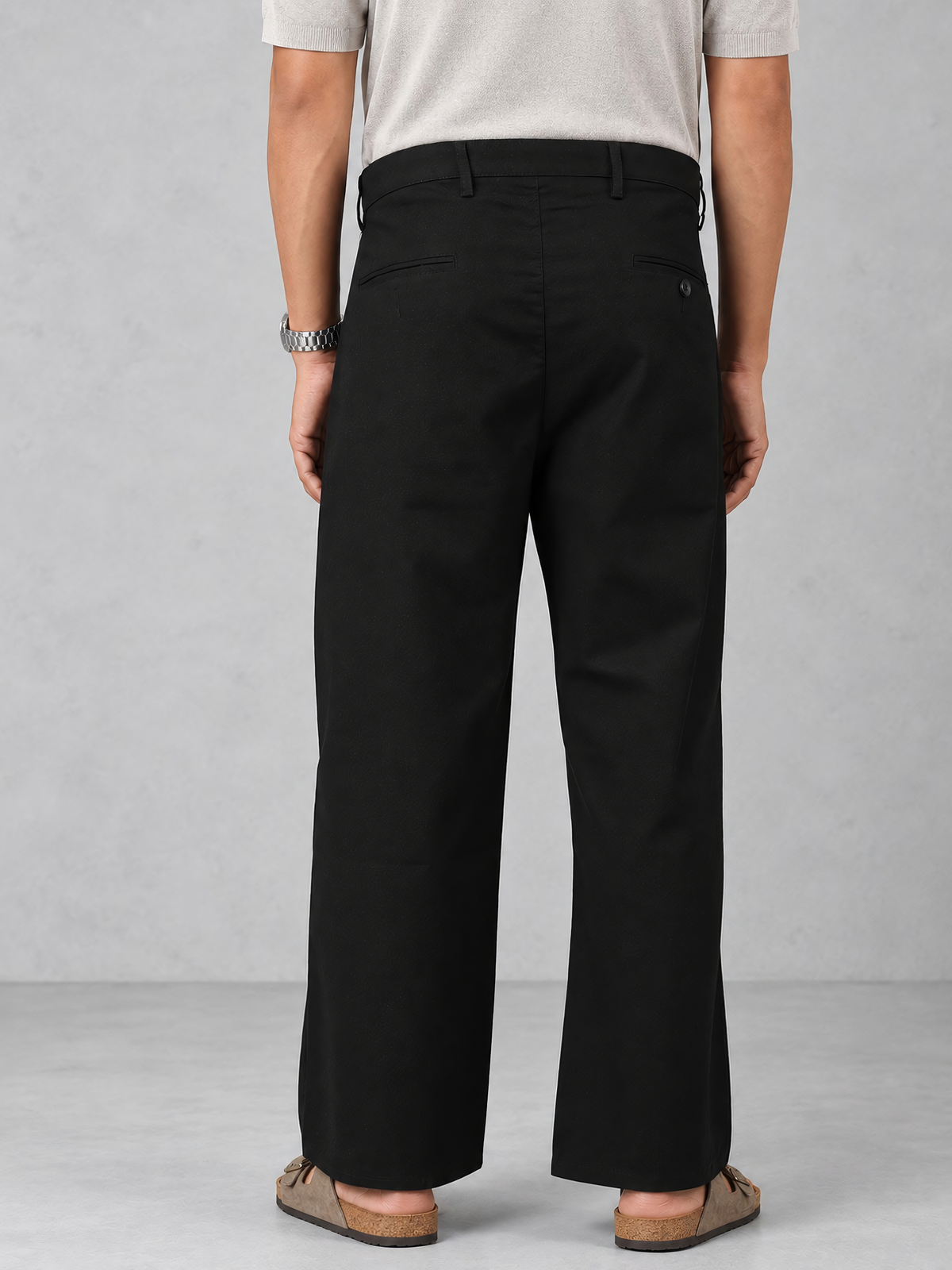 Linen Blend Baggy Pant: Black