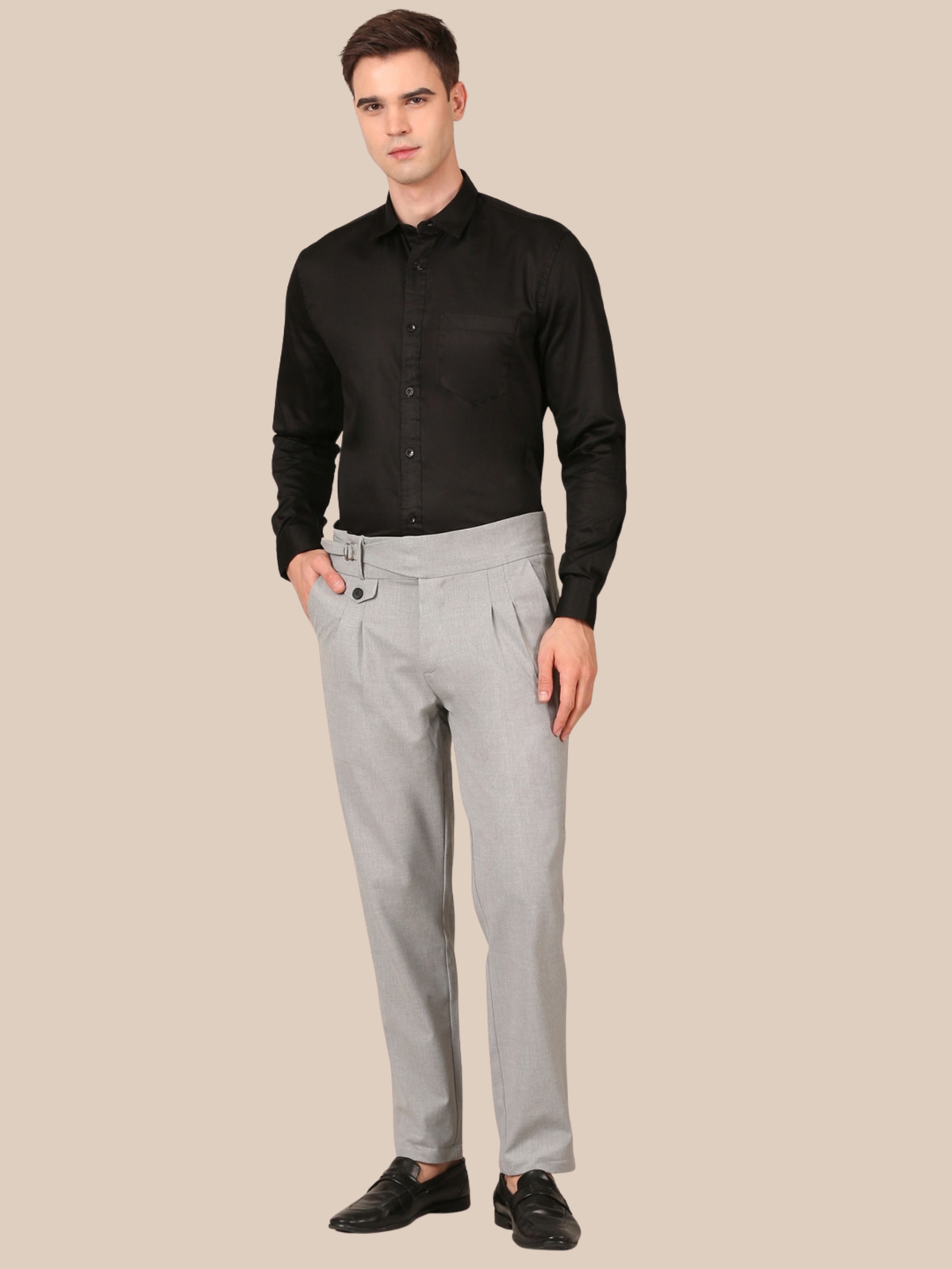 Cotton Satin Solid Shirt: Black