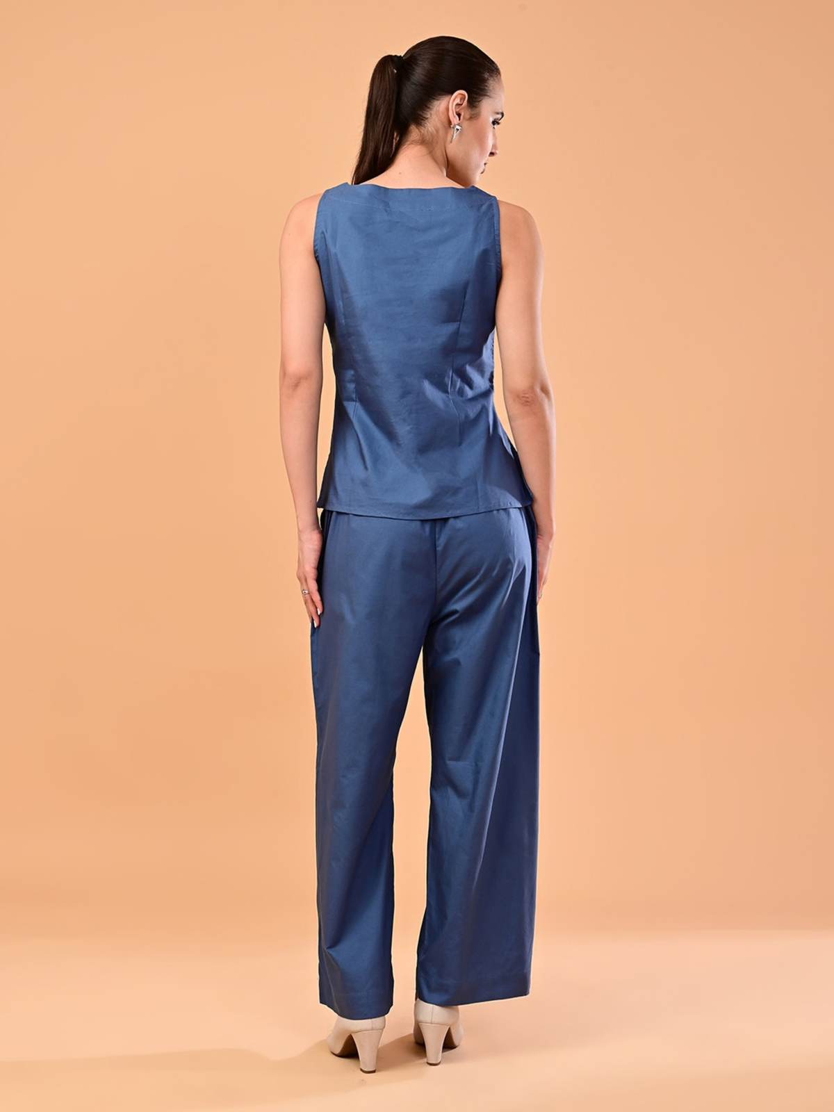 Women’s Steel Blue Square-Neck Co-ord Set