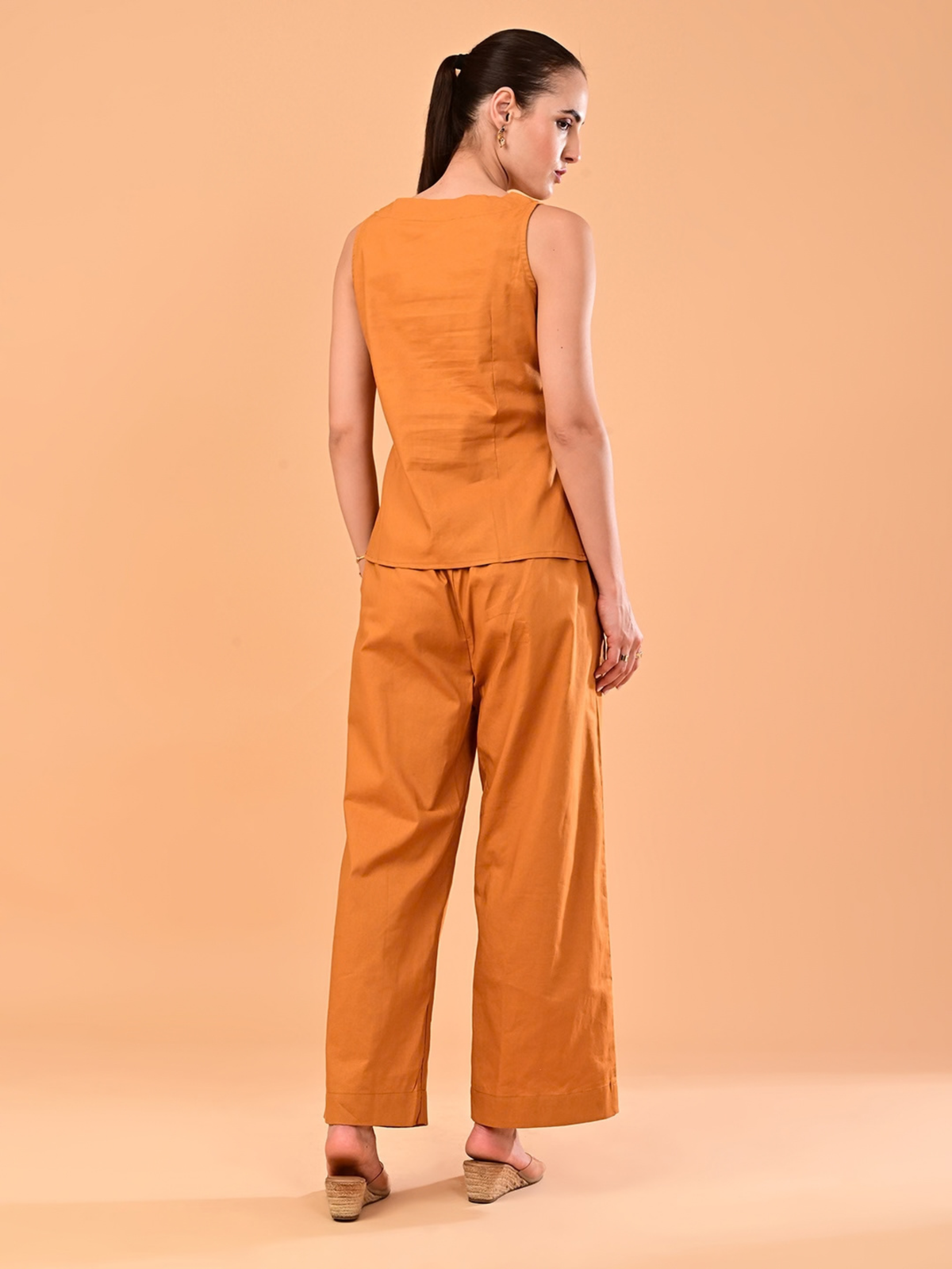 Women’s Burnt Orange Square-Neck Co-ord Set