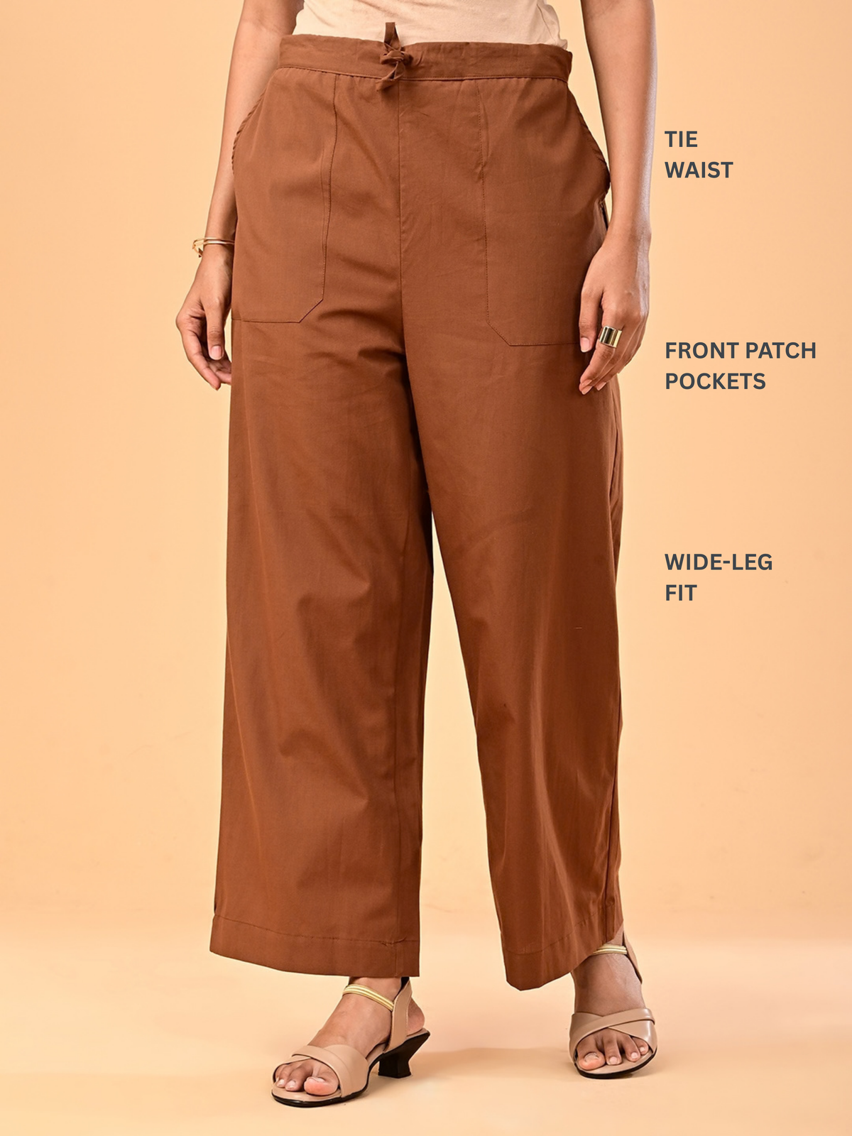 Women’s Cinnamon Brown Collared Sleeveless Co-ord Set