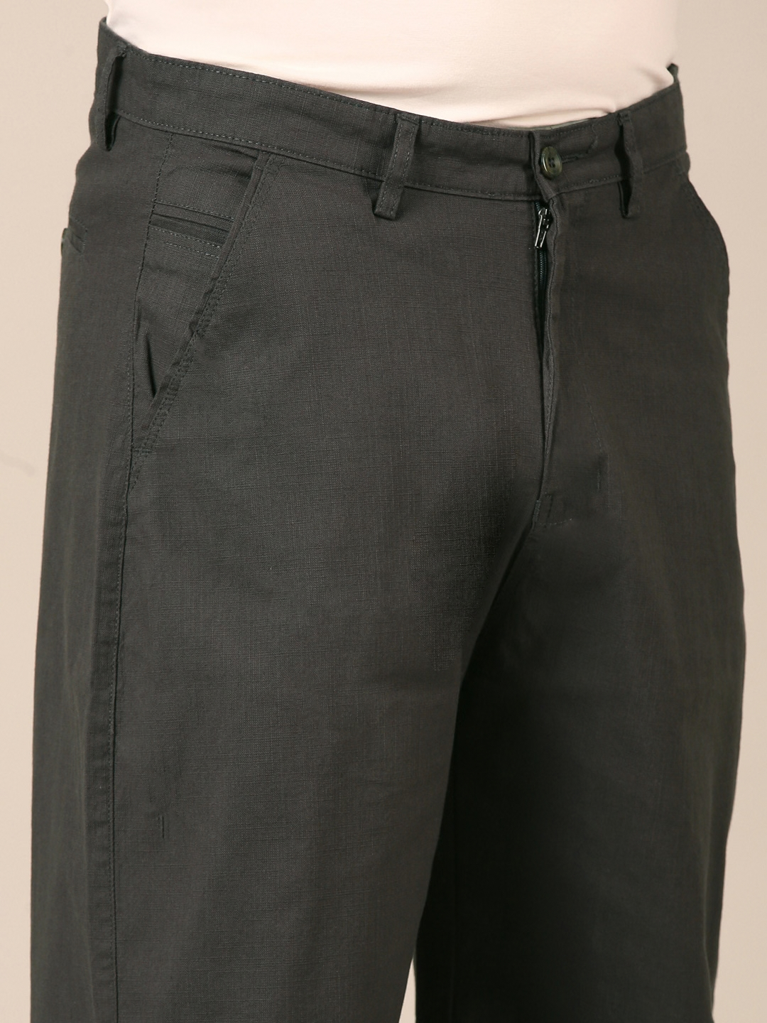 Linen Blend Baggy Pant: Dark Grey