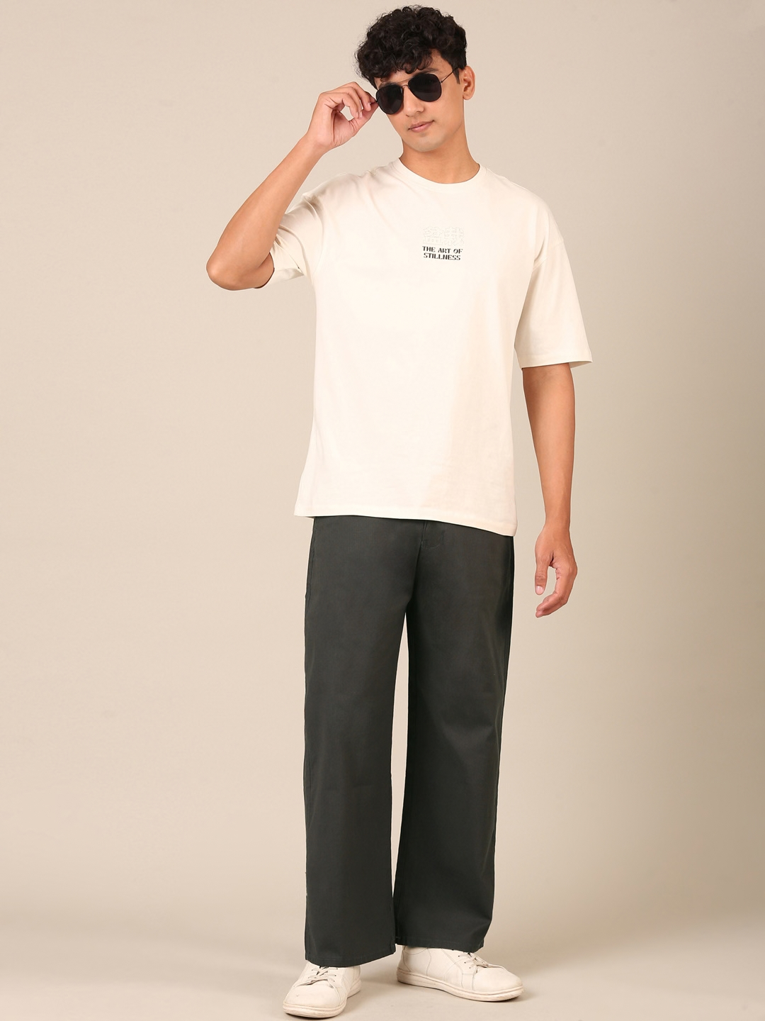 Linen Blend Baggy Pant: Dark Grey