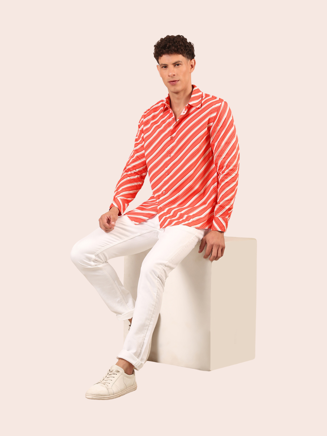 Cotton Shirt : Coral Red