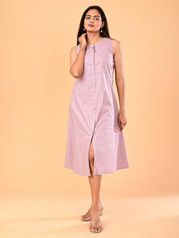 Women’s Dusty Mauve Sleeveless A-Line Midi Dress