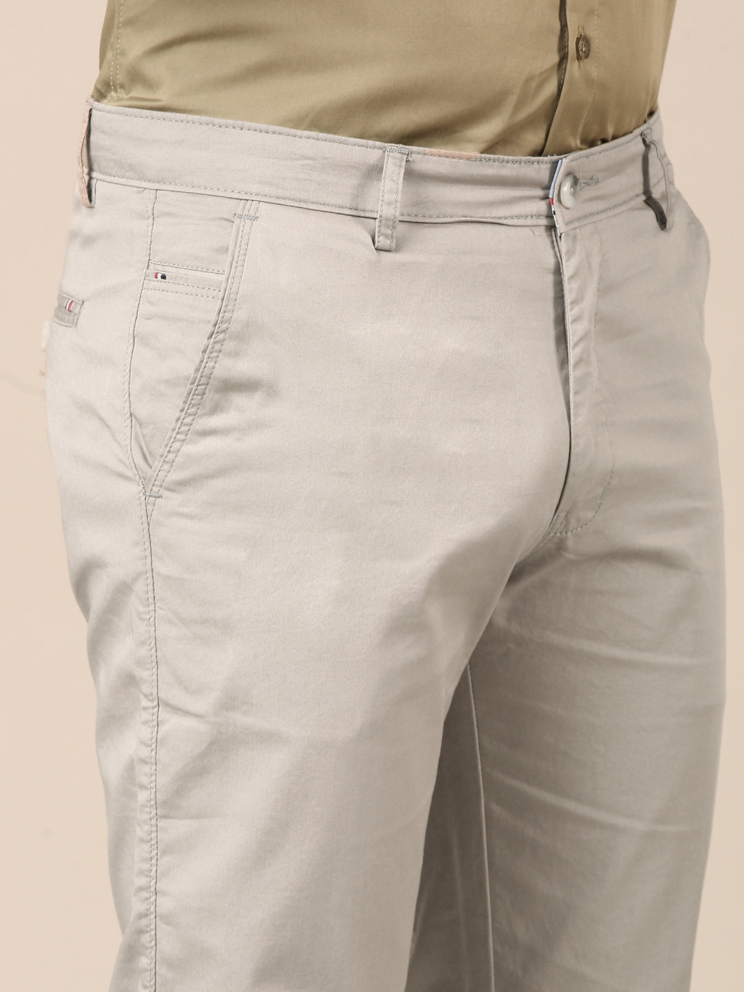 Cotton Slim Fit Pant: Stone Grey