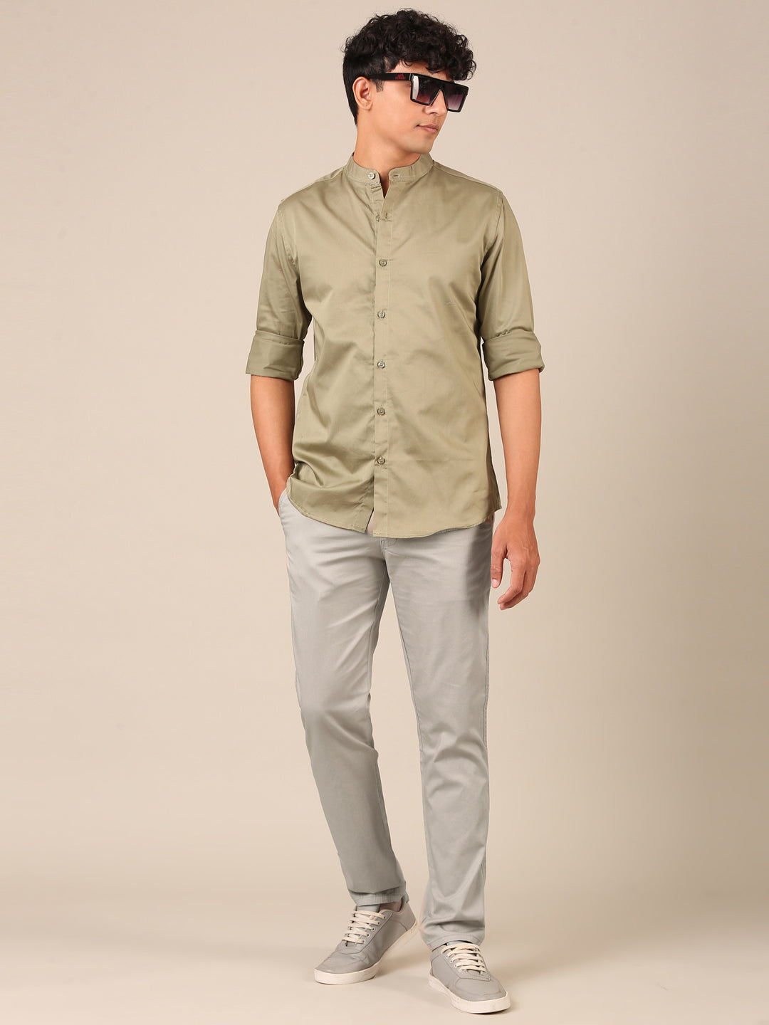 Cotton Slim Fit Pant: Stone Grey