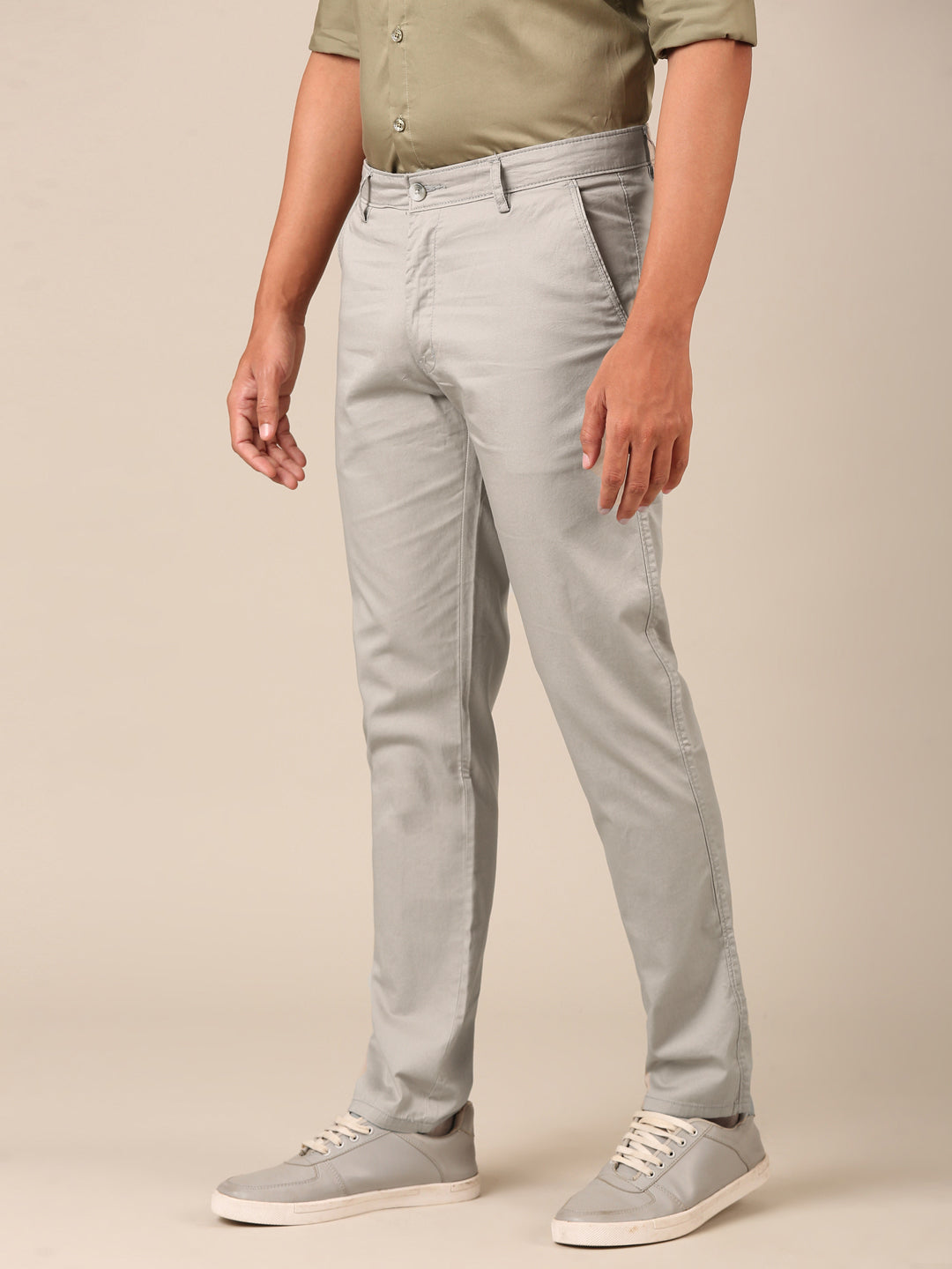 Cotton Slim Fit Pant: Stone Grey
