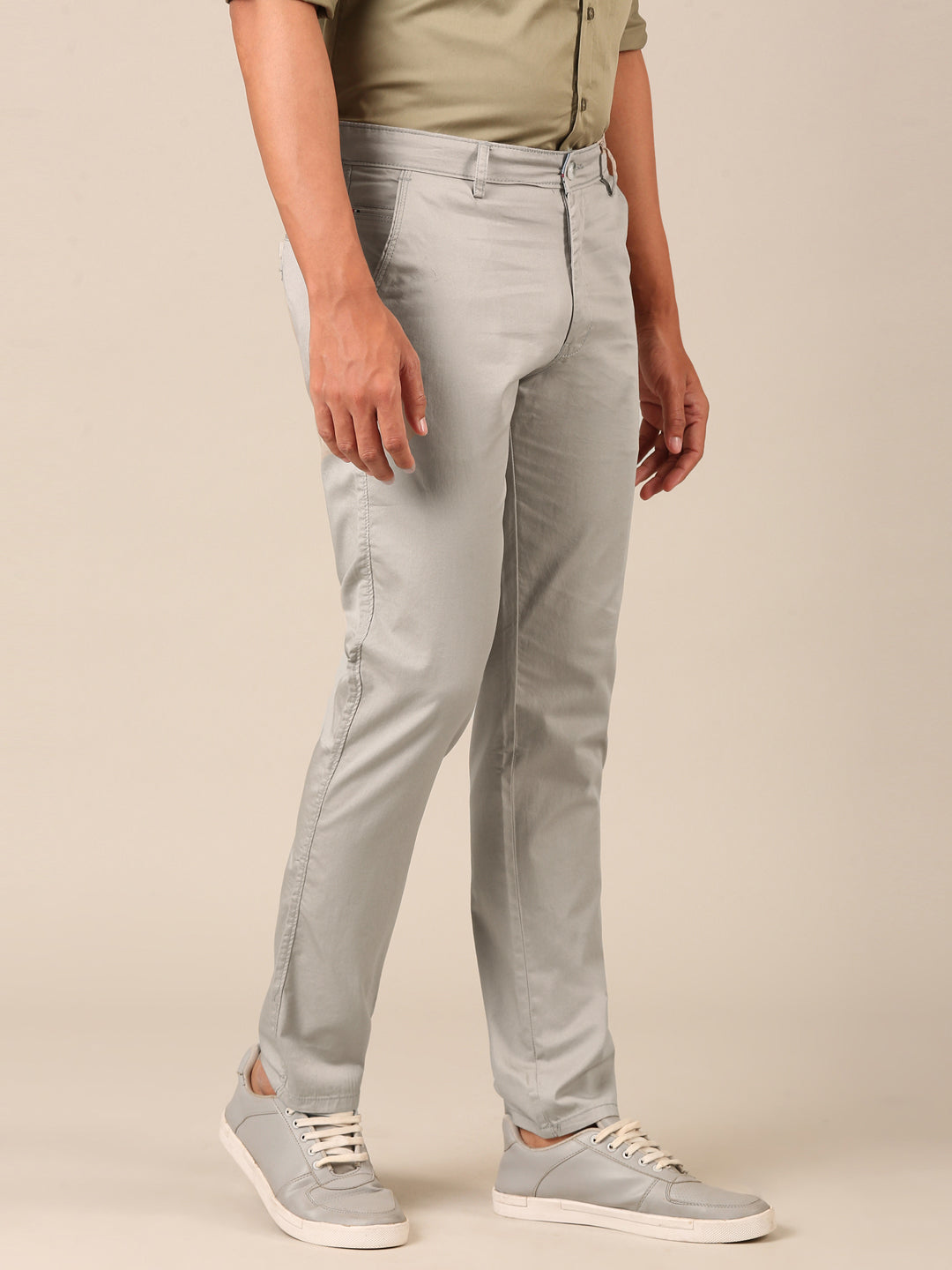 Cotton Slim Fit Pant: Stone Grey