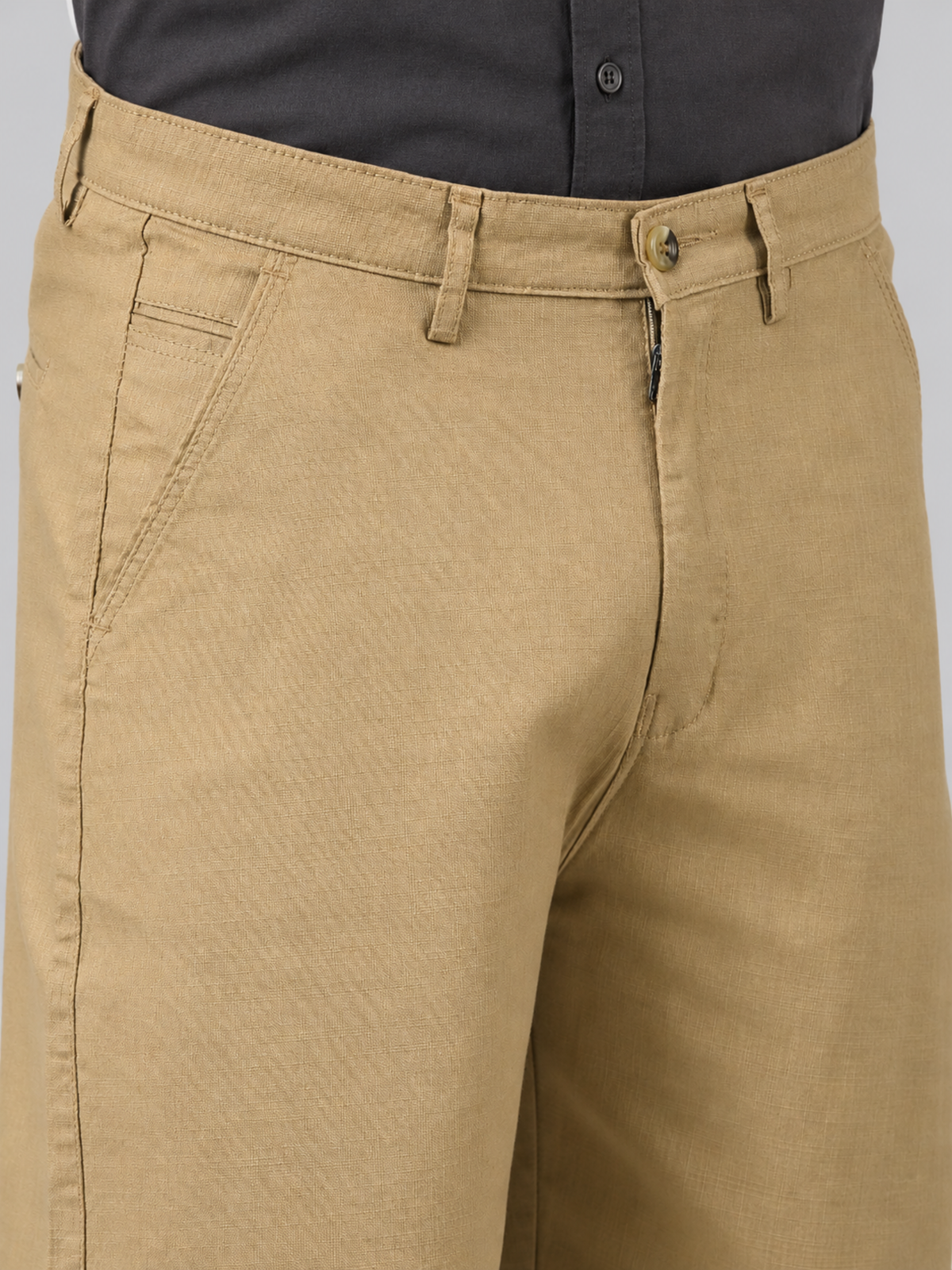Linen Blend Baggy Pant: Khaki