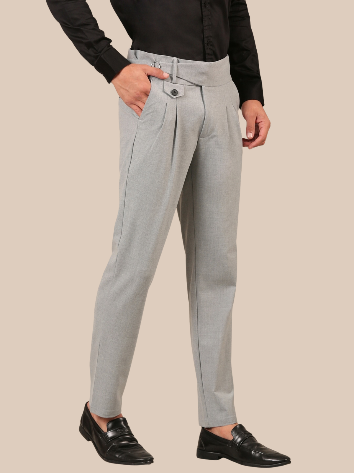 Cotton Gurkha Pant: Light Grey