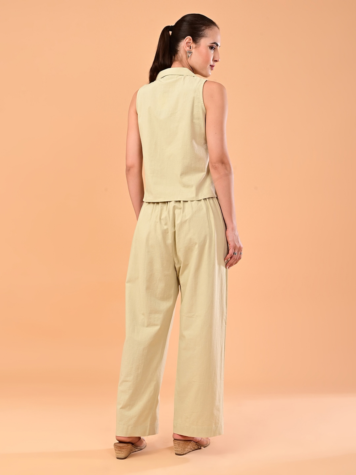 Women’s Light Khaki Sleeveless Co-ord Set