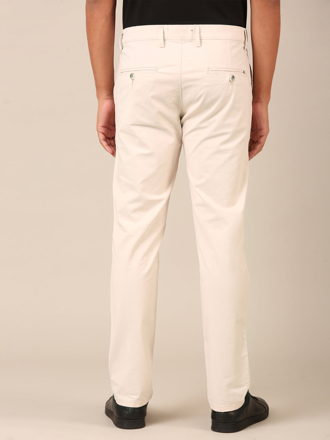 Cotton Slim Fit Pant: Ivory