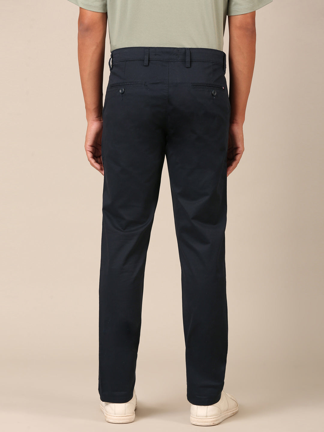 Cotton Slim Fit Pant: Navy Blue