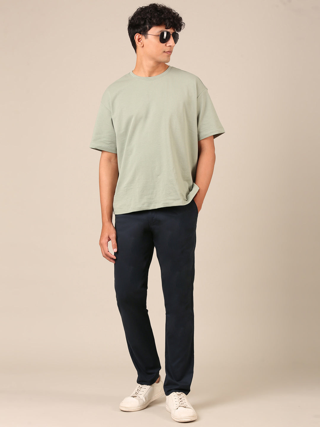 Cotton Slim Fit Pant: Navy Blue