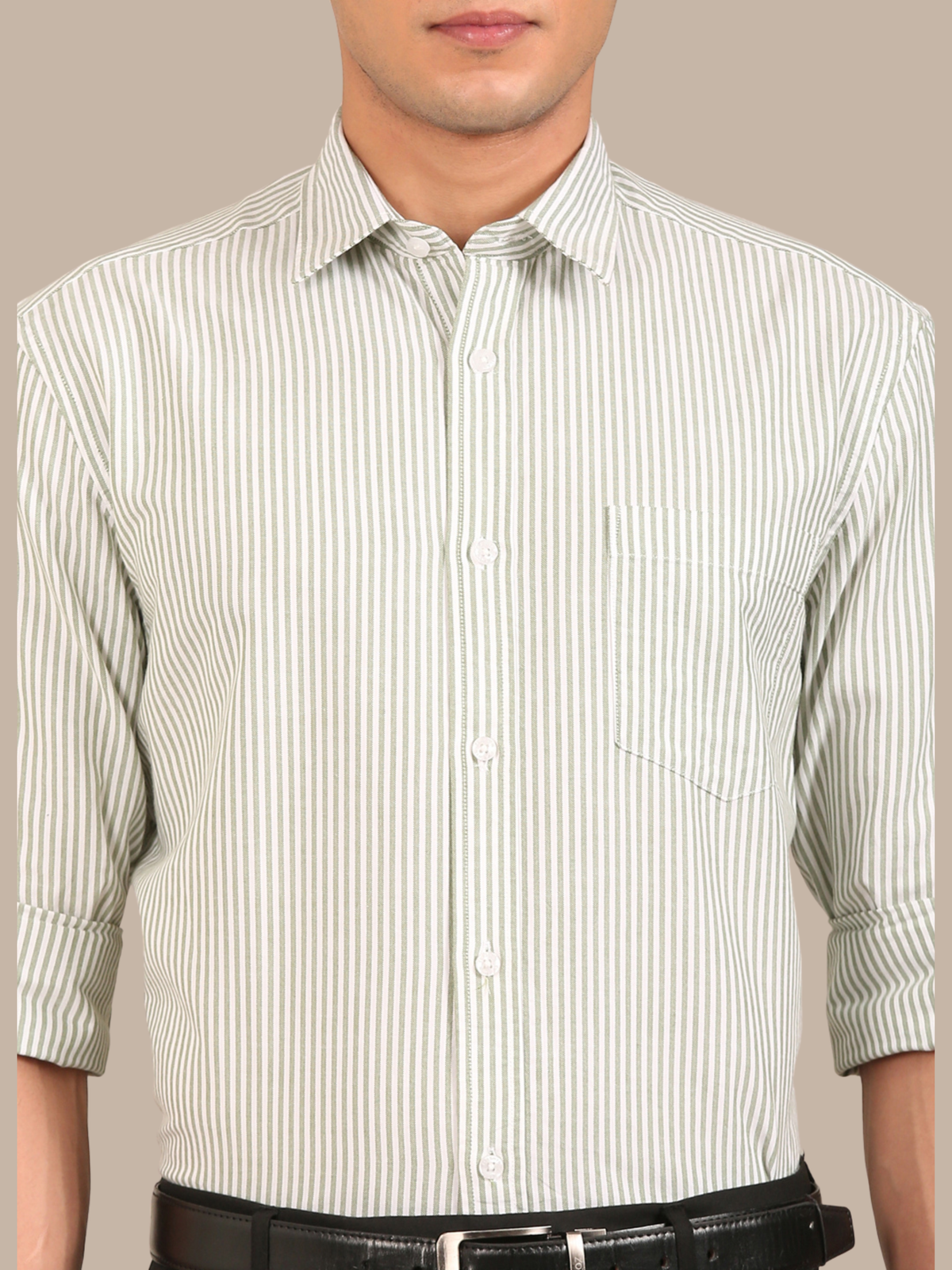 Cotton Stripes Shirt: Mint Green