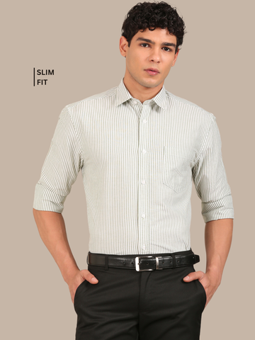 Cotton Stripes Shirt: Mint Green