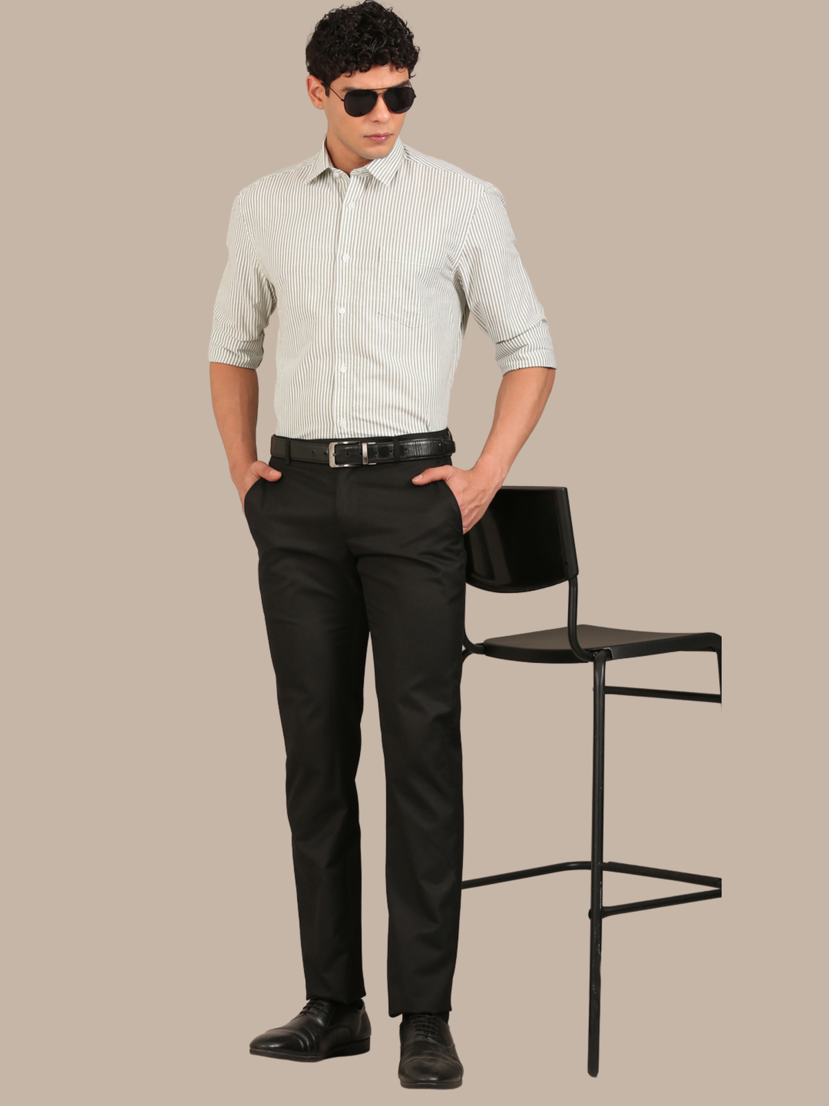 Cotton Stripes Shirt: Mint Green