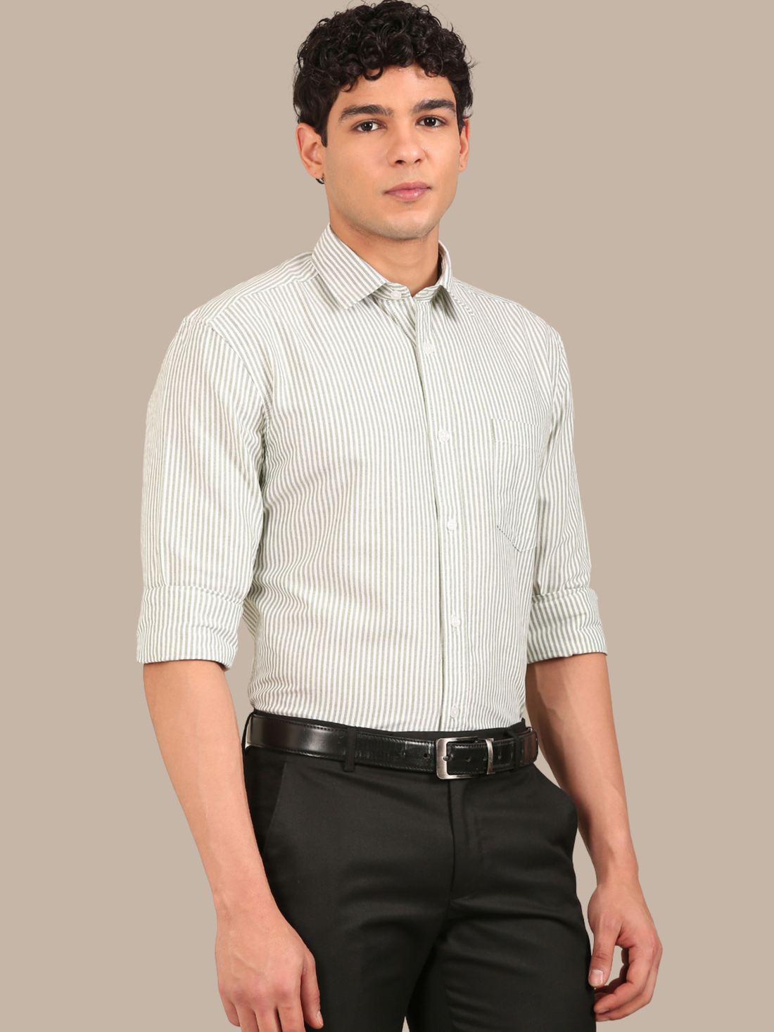 Cotton Stripes Shirt: Mint Green