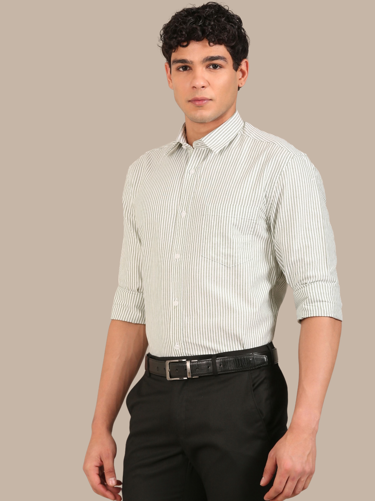 Cotton Stripes Shirt: Mint Green