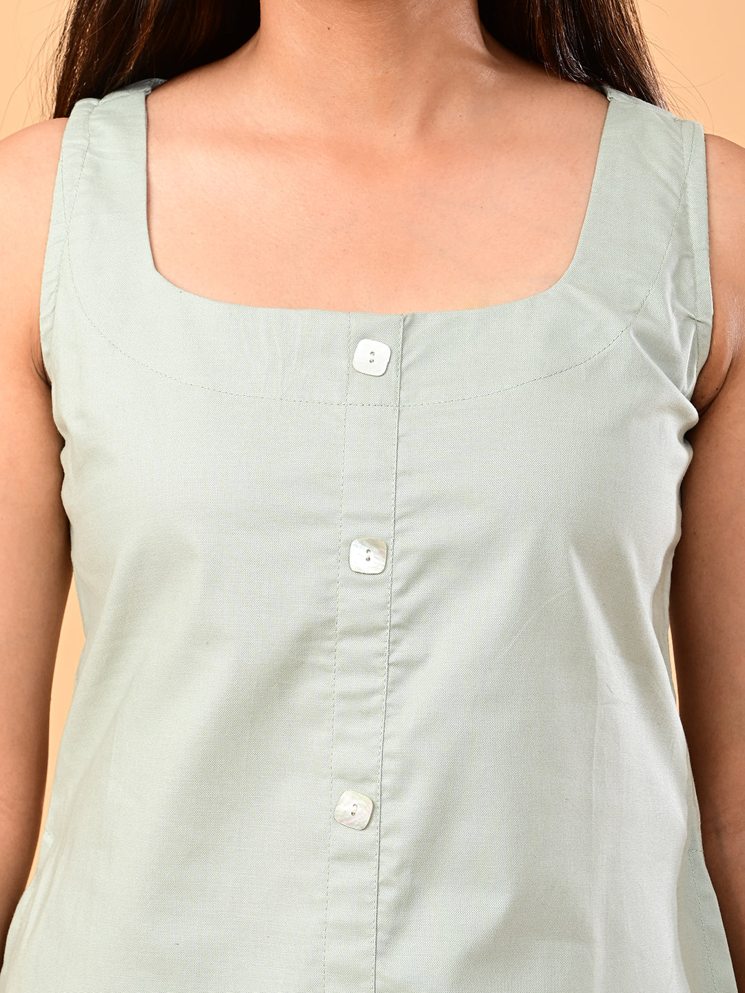 Women’s Light Sage Green Square-Neck Tank Top