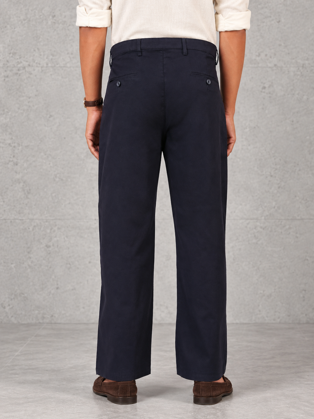 Linen Blend Baggy Pant: Navy Blue