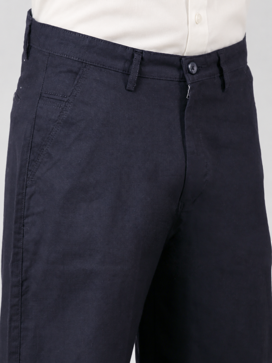 Linen Blend Baggy Pant: Navy Blue