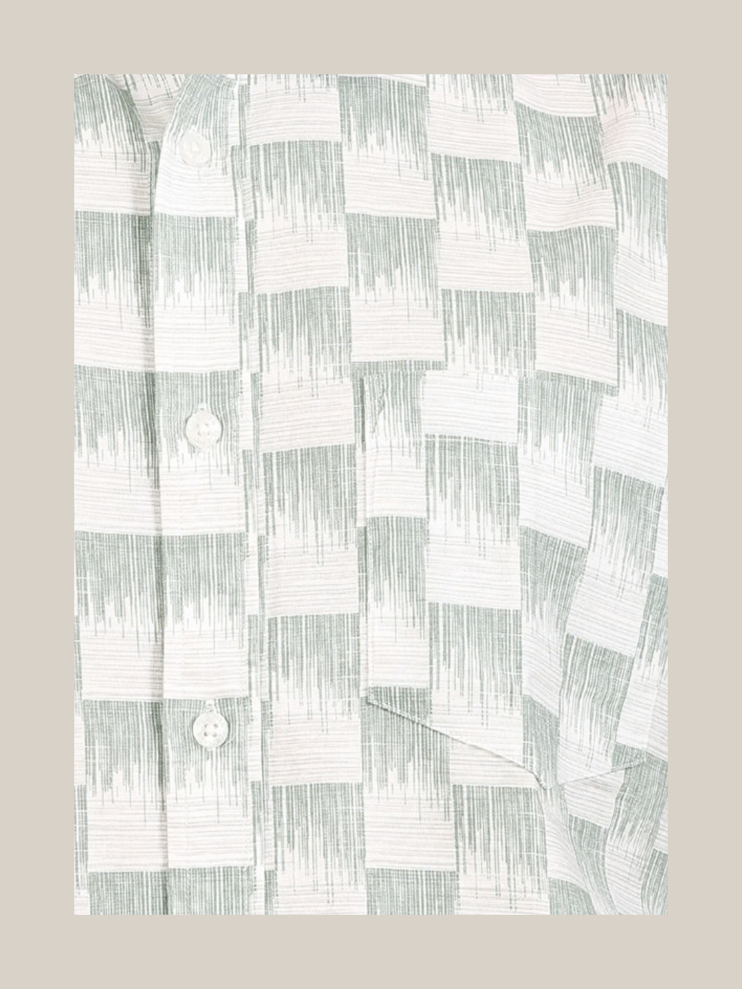 Cotton Oxford Print Shirt: White & Sage Green