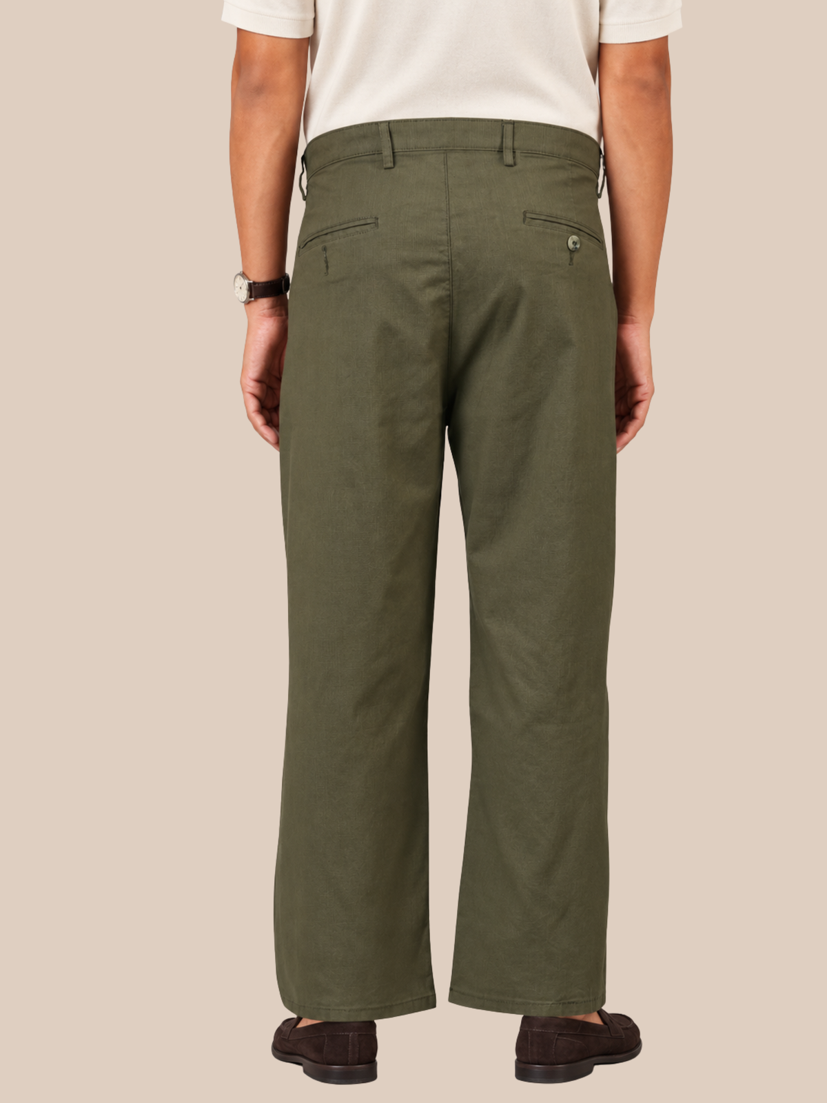 Linen Blend Baggy Pant: Olive Green