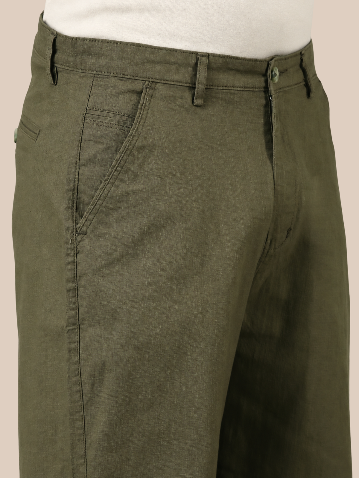 Linen Blend Baggy Pant: Olive Green