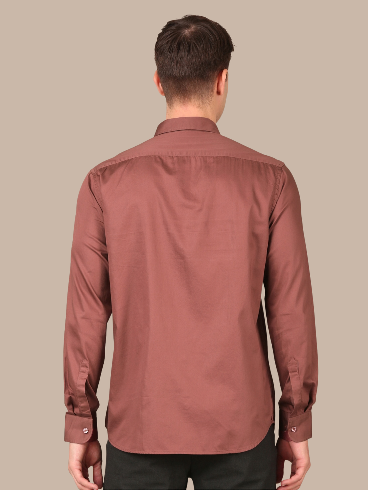 Cotton Satin Solid Shirt: Rosewood Brown