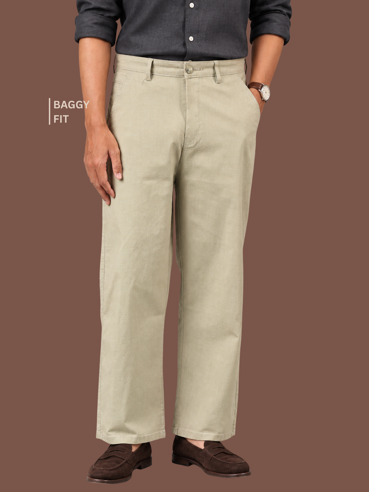 Linen Blend Baggy Pant: Sage Green