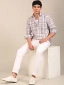slim fit check shirt for men - dusty rose flashyn