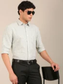 mint green and white stripe shirt men slim fit cotton
