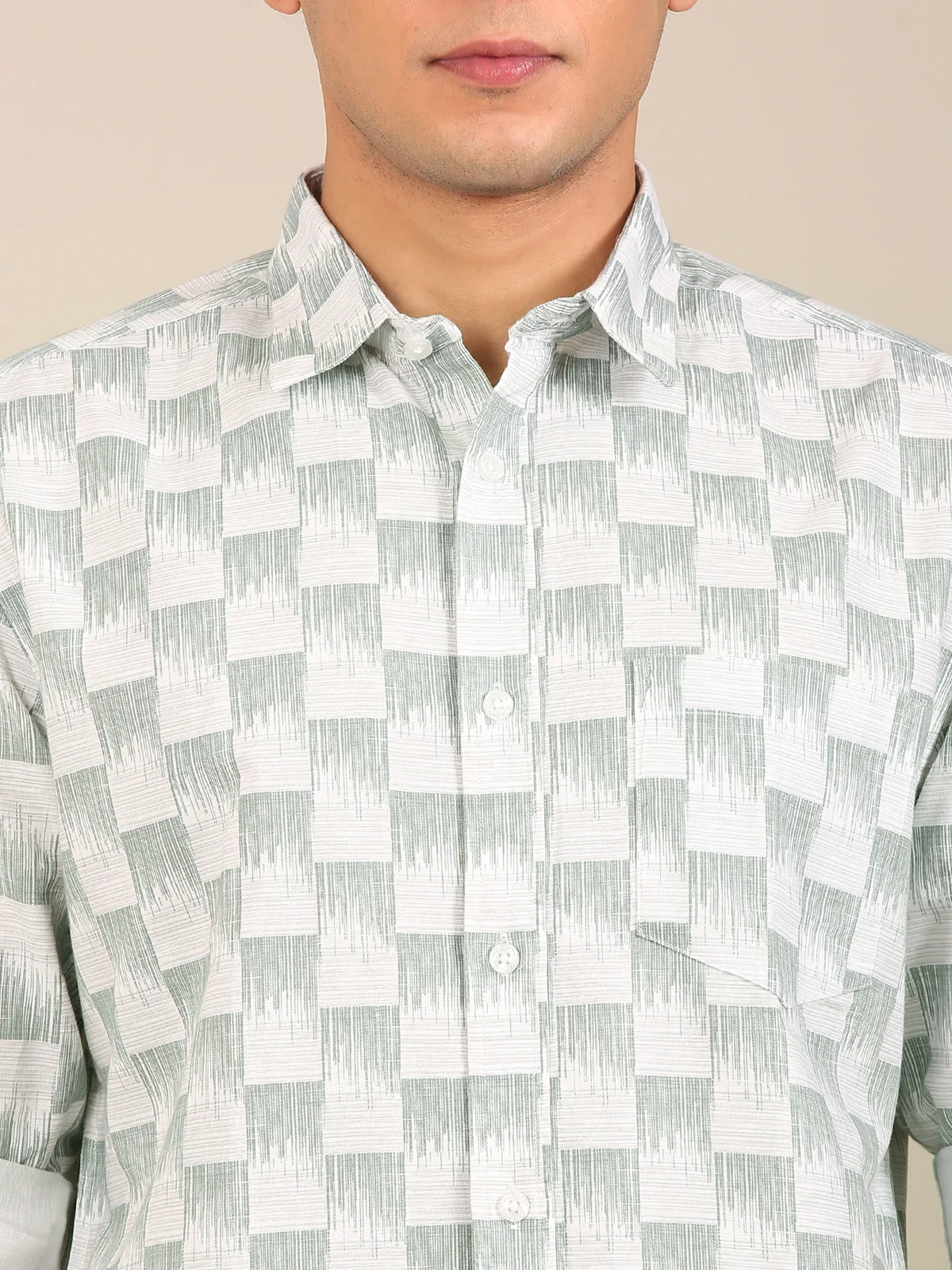 cotton print shirt men button front detail