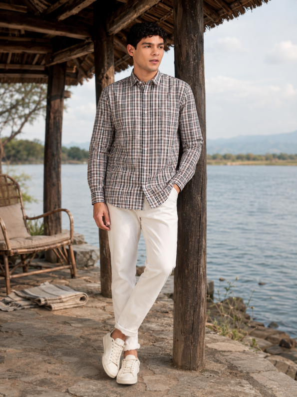 mens-navy-brown-check-shirt-lifestyle